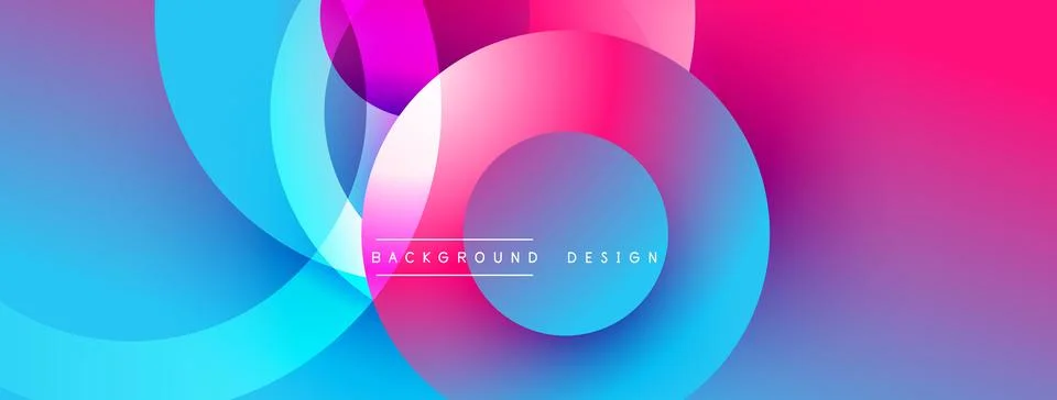Abstract composition with layered circular elements, blending gradients and soft Stock Illustration