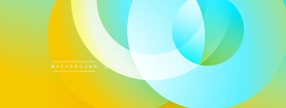 Abstract composition with layered circular elements, blending gradients and soft Illustrazione stock