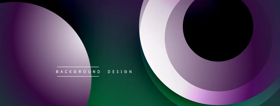 Abstract composition with layered circular elements, blending gradients and soft Illustrazione stock