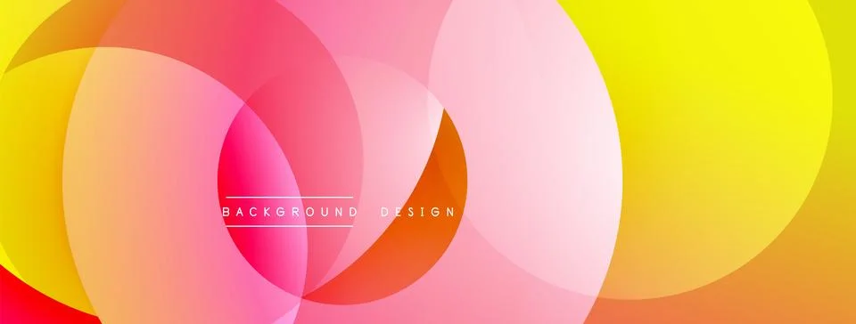 Abstract composition with layered circular elements, blending gradients and soft Illustrazione stock