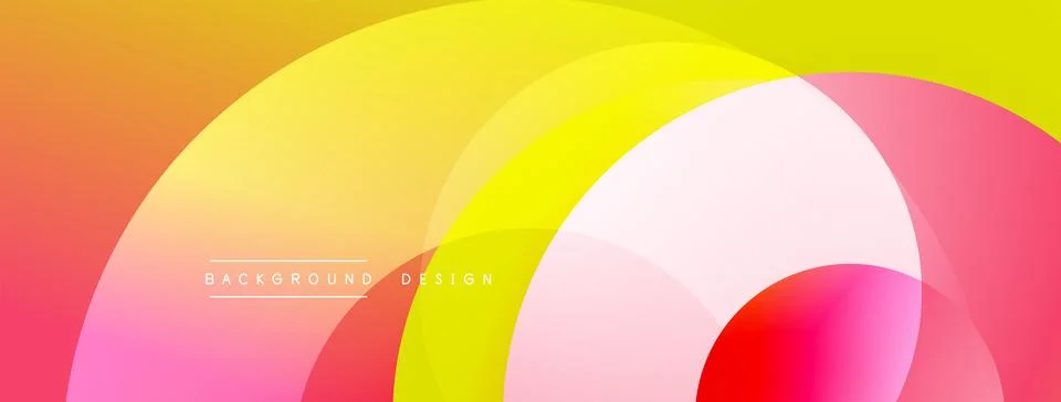 Abstract composition with layered circular elements, blending gradients and soft Stock Illustration
