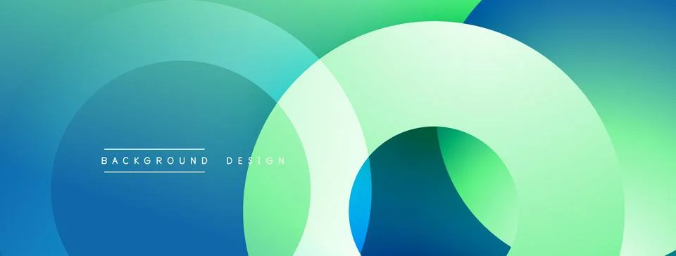 Abstract composition with layered circular elements, blending gradients and soft Illustrazione stock