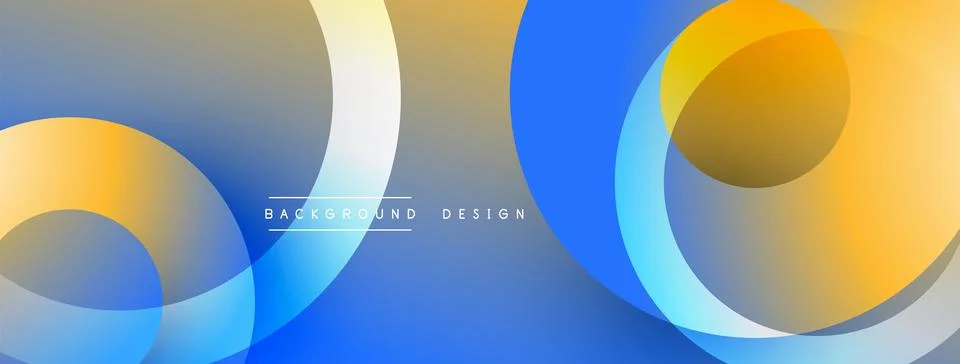 Abstract composition with layered circular elements, blending gradients and soft Illustrazione stock
