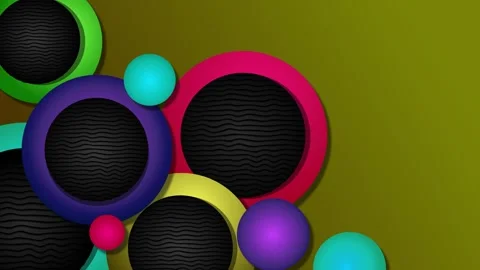 Abstract composition with layered circular frames and glossy spheres backgr.. 스톡 동영상 333908626