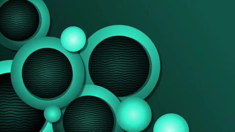 Abstract composition with layered circular frames and glossy spheres backgr.. Stock Footage 333908748