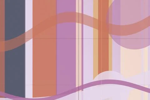 An abstract composition of layered geometric shapes and wave curves in soft.. Stock Illustration