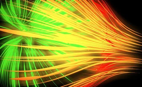 Abstract composition of luminous lines on a black background Stock Illustration