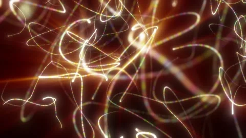 Abstract composition of luminous multicolored light scribbles and dotted tr.. Video stock 333614077