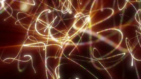 Abstract composition of luminous multicolored light scribbles and dotted tr.. Stockillustratie