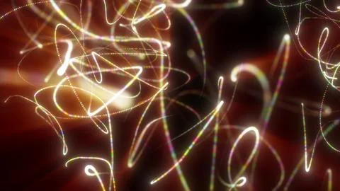 Abstract composition of luminous multicolored light scribbles and dotted tr.. Stock Illustration