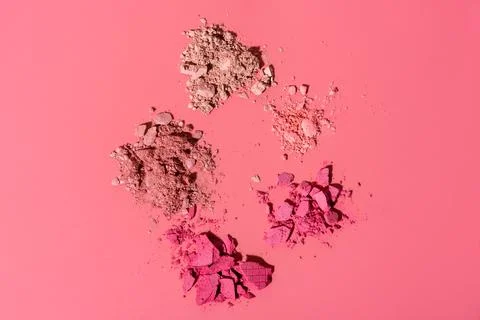 Abstract composition made from crushed face powder and blush Stock Photos