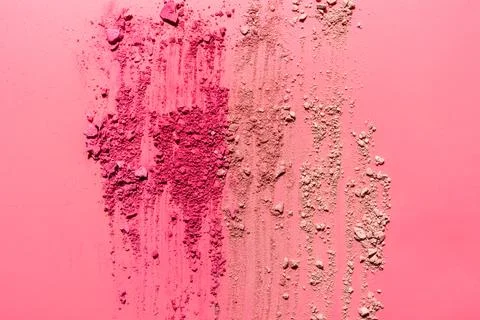 Abstract composition made from crushed face powder and blush Stock Photos