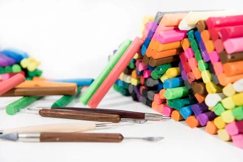 Abstract composition of making something from plasticine (play clay) Stock Photos
