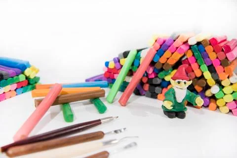 Abstract composition of making something from plasticine (play clay) Stock Photos
