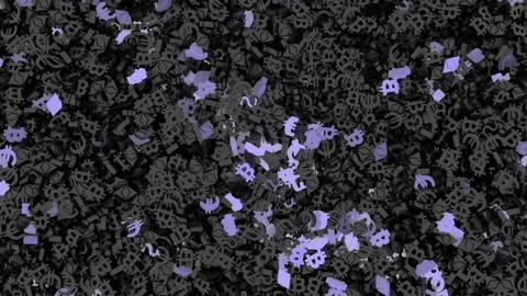 Abstract composition of matte black letters and icons alternately flashing with Stock Footage 165504049