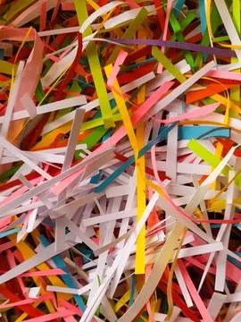 An abstract composition of multi-colored paper pieces, colorfull background Stock-Fotos