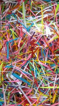 An abstract composition of multi-colored paper pieces, colorfull background Stock Photos