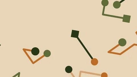 Abstract composition with multicolored line segments and circles on a light b 库存插图