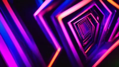 Abstract composition of neon lights forming a long endless tunnel, colorful.. Stock Footage 273954634