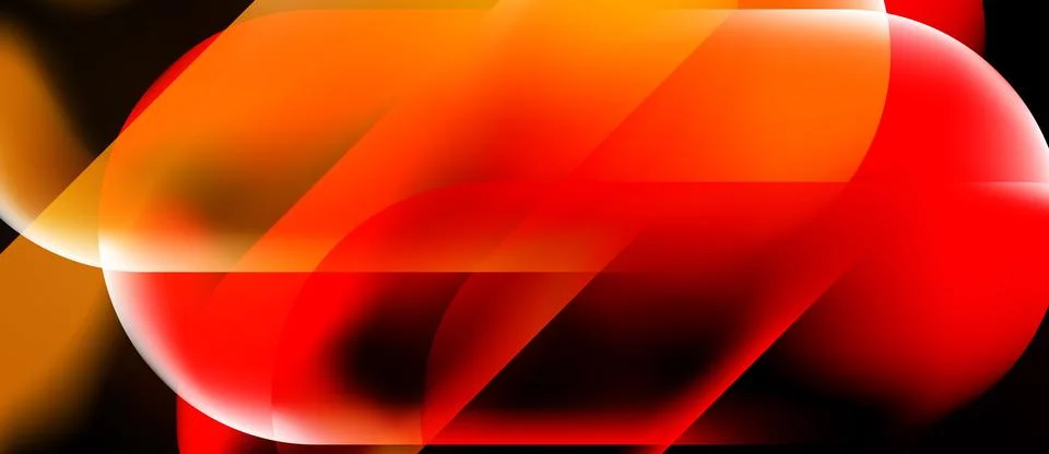 Abstract composition. Orange, red hues blend, creating dynamic flowing shapes Stock Illustration