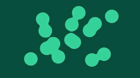 Abstract composition of organic turquoise fluid blobs on a dark green field Video stock 336263186