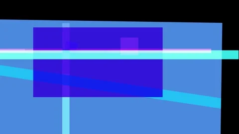 Abstract composition of overlapping blue and cyan rectangles on a black bac.. Stock Footage 335431052