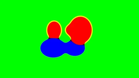 Abstract composition of overlapping blue and red shapes on a green background Vídeos de archivo 340263303