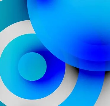 Abstract composition. Overlapping blue circles create dynamic visual effect. Illustrazione stock