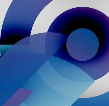 Abstract composition. Overlapping blue circles, gradients create depth. Stock Illustration
