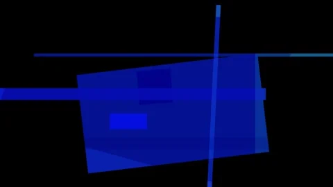 Abstract composition of overlapping blue geometric shapes on a black backgrou Stock Footage 335431003