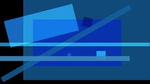 Abstract composition of overlapping blue geometric shapes on a dark backgroun Video stock 335431005