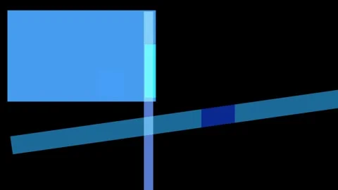 Abstract composition of overlapping blue rectangles and lines on a black ba.. Stock Footage 335430909