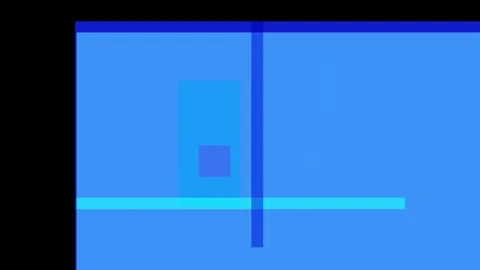 Abstract composition of overlapping blue rectangles and lines on a dark bac.. Stock Footage 335431019