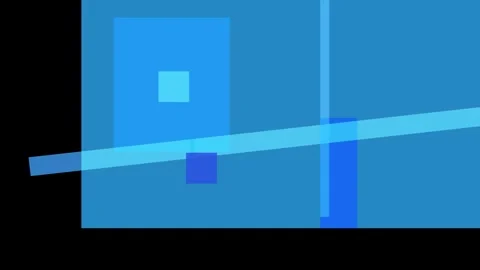 Abstract composition of overlapping blue rectangles and lines on a dark blu.. Stock Footage 335431027