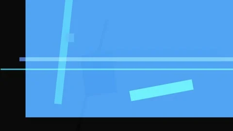 Abstract composition with overlapping blue rectangles and lines on a black .. Stock Footage 335431090