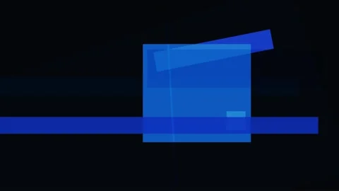 Abstract composition of overlapping blue rectangles and lines on a black ba.. Stock Footage 335441150