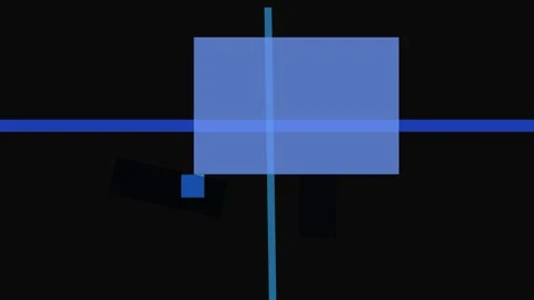 Abstract composition with overlapping blue squares and lines on a black bac.. Vídeos de archivo 335441301