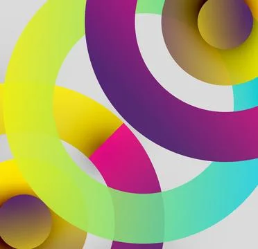 Abstract composition. Overlapping circles create vibrant, colorful patterns. Stock Illustration