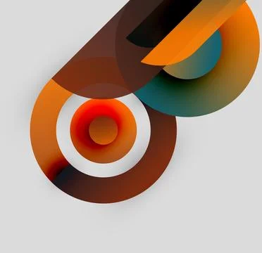 Abstract composition. Overlapping circles create dynamic visual effect. Warm 스톡 일러스트
