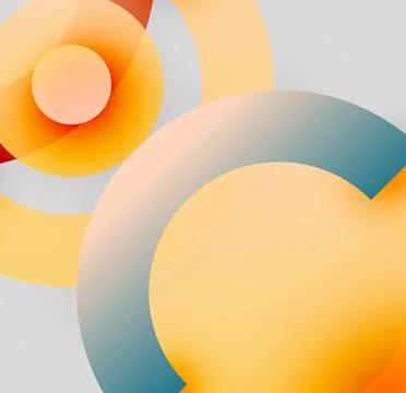 Abstract composition. Overlapping circles, gradients create warm, cool tones. 스톡 일러스트