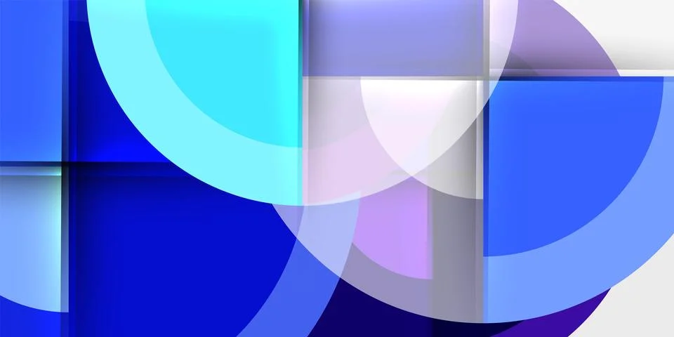 Abstract composition. Overlapping circles, rectangles create dynamic visual Illustrazione stock