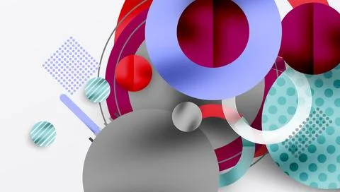Abstract composition. Overlapping circles, rectangles, lines create dynamic 스톡 일러스트