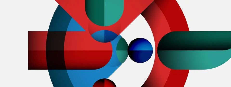Abstract composition. Overlapping circles, rectangles create dynamic visual Stock Illustration