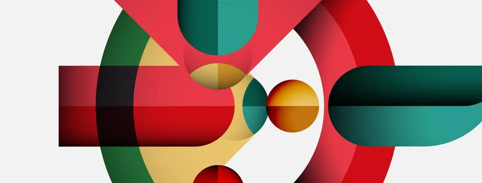 Abstract composition. Overlapping circles, rectangles create dynamic visual 스톡 일러스트