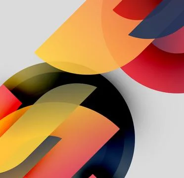 Abstract composition. Overlapping circles, rectangles create dynamic visual Illustrazione stock