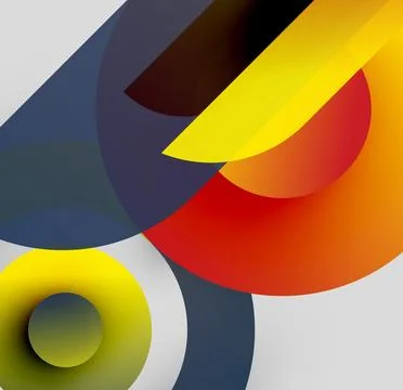Abstract composition. Overlapping circles, rectangles create dynamic visual Stock Illustration