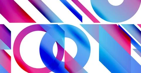 Abstract composition. Overlapping circles, rectangles create vibrant gradients. 스톡 일러스트