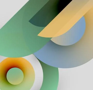 Abstract composition. Overlapping circles, rectangles create soft gradients. Stock Illustration