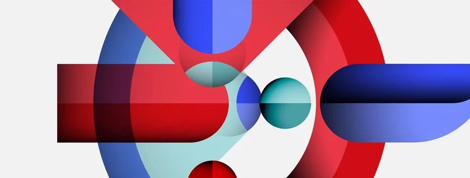 Abstract composition. Overlapping circles, rectangles create dynamic visual 스톡 일러스트