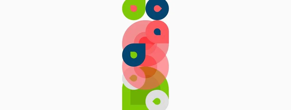 Abstract composition. Overlapping circles, rectangles create colorful vertica イラスト素材